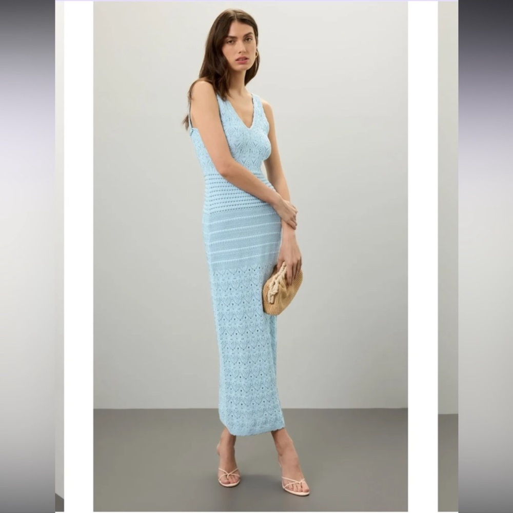 Ronny Kobo Collection Light Blue Midi Dress